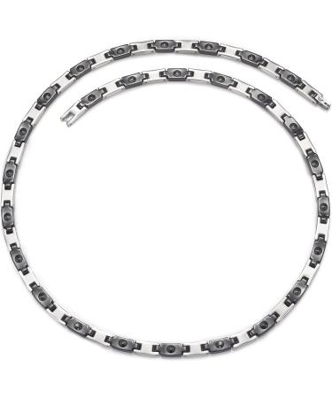 ENERCOPPEX 316L Stainless Steel & Ceramics Magnet Therapy Necklace for Arthritis - 27 Metal Germanium Elements - Unisex Health Jewelry 54cm/21in - Buy Online on GoSupps.com