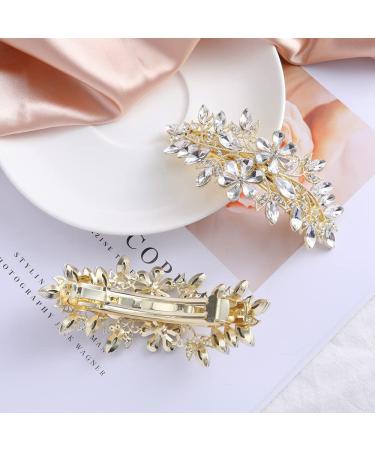 E EMZHOLE Luxury Hair Barrettes Crystal Flower Hairpin Spring Clip Baroque Alloy Bridal Bridesmaid Headdress