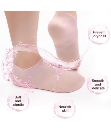 2 Pairs Silicone Moisturizing Pedicure Socks for Women - Pink Beige - Buy Online on GoSupps.com