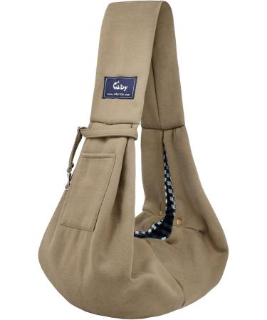 Shop Cuby Sling Pet Carrier for Dogs & Cats - Soft Cotton Khaki Travel Bag - Buy Online on GoSupps.com