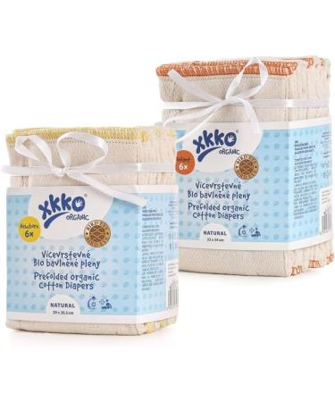 XKKO Organic Cotton Prefold Cloth Diapers - 6 Pack Birds Eye - Newborn Size (Yellow Hem) - Soft Absorbent Eco-Friendly - Buy Online on GoSupps.com