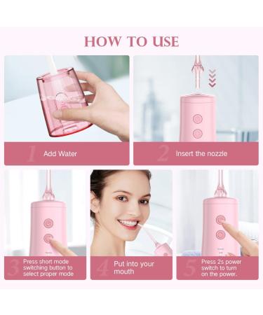 350mL Water Flosser - Cordless Dental Oral Irrigator with 6 Jet Tips 3 Modes USB Rechargeable IPX7 Waterproof - Perfect for Home & Travel (Pink - Buy Online on GoSupps.com