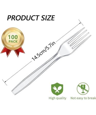 Cangfort Plastic Cutlery - 100 Disposable Plastic Forks 6 Inch- Thick Matte Handle Transparent & Sturdy - Ideal for Birthday BBQ Wedding & More 100Pcs of Disposable Forks - Buy Online on GoSupps.com