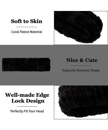 AMCAMI 9 Pcs Spa Headband & Wristband Set - Microfiber Makeup Hair Band & Facial Skincare Towels for Women & Girls - Black - Buy Online on GoSupps.com