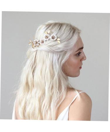 DOITOOL Hair Accessory for Women Hair Jewels for Women Daisy Hair Comb Copper Leaf Hair Comb Hair Barrettes Tiara Hair Rhinestones Crystal Flower Hair Side Comb Bride Insert Comb Wedding - Buy Online on GoSupps.com