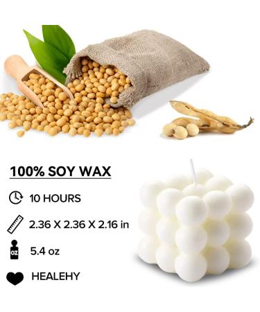 Aokala Scented Bubble Cube Candle 5.4 oz - Freesia (White) | Soy Wax Aromatherapy, Danish Pastel Decorative Candle for Home | Aesthetic Room Decor & Gifts - Buy Online on GoSupps.com
