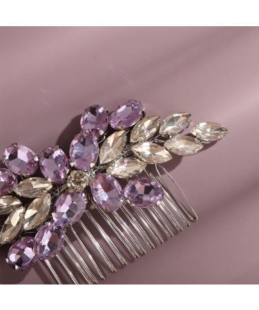 Deniferymakeup Bride Wedding Hair Comb Rhinestone Hair Piece Silver Rhinestone Headpiece Bridal Hair Accessories for Women and Girls (Purple) - Buy Online on GoSupps.com