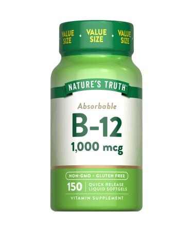 Nature's Truth Vitamin B12 | 1000 mcg | 150 Softgels | Non-GMO & Gluten Free Supplement