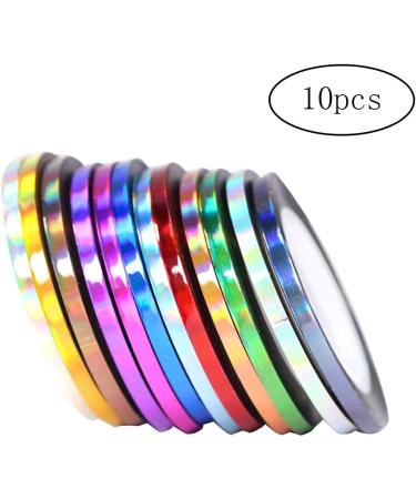 10pcs Mixed Colors Striping Tapes Line Adhesive Sticker Nail Art Tips Decorations Manicure Tool Diy Nail Art Accessories For Women Ladies - Buy Online on GoSupps.com