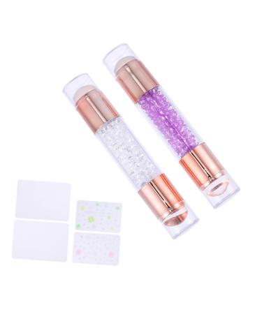 minkissy 4 Pcs Nail Stamp Silicone Nail Art Printer Silicone Nail Pen Nail Art Stamper Kit Silicone Nail Tools French Manicure Stamp Diy Manicure Tool Double Head Purple Silica Gel Die 11.5X2X2CMx2pcs Purple Transparent Colorx2pcs