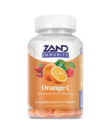 Zand Orange C Gummies | Immune Support for Adults & Kids with Vitamin C, Acerola & Rose Hips | 60ct, 30 Serv. Orange C 60 Count (Pack of 1)