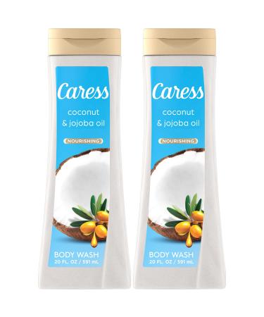 Caress Body Wash Nourishing Coconut & Jojoba Oil 2-Pack Bath & Shower Essentials for Soft Smooth Skin 20 Oz Ea