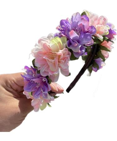 amangul Realistic Flower Shape Headband Spring Camping Photography Hair Hoop Temperament Wedding Party Headwear for Bride(Large Pink And Purpl) - Buy Online on GoSupps.com