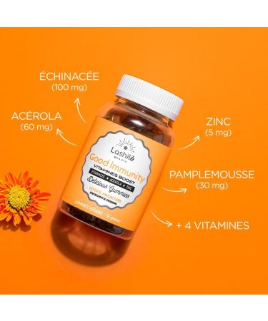 Lashil Beauty - Good Immunity - Vitamins Boost - Food Supplements - 2 Month Cure - 120 Gummies - Made in France - Vitamin B9 Vitamin D Vitamin B12 Vitamin C - Buy Online on GoSupps.com
