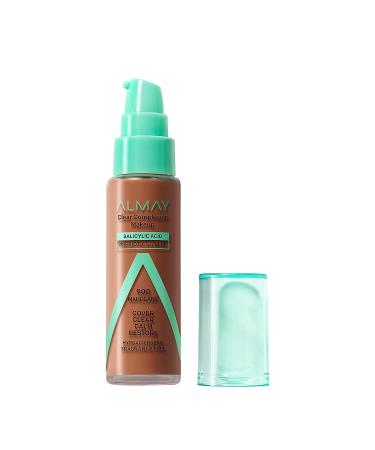Almay Clear Complexion Acne Foundation with Salicylic Acid | Medium Coverage | Hypoallergenic and Fragrance-Free | 900 Mahogany 1 fl oz - Buy Online on GoSupps.com