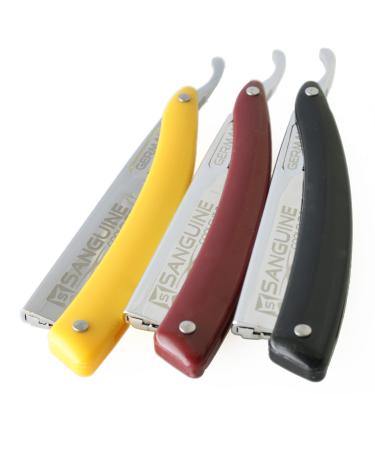 Solid Shaving Razor Men Foldable Razors Straight Men Shaving Razor with Blades - MADE in USA - for Professional Barbers and Personal Use Barn Red