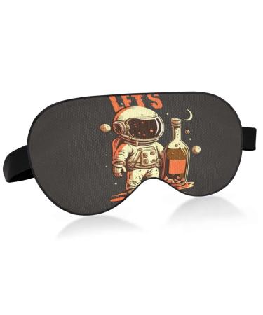 Space Pirate Rum Sleep Mask Light Blocking Eye Mask for Sleeping with Adjustable Strap Let's Drink Soft Lightweight Blindfold Mask for Men Women Work Travel Naps