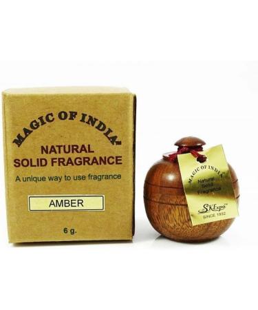 RSGM 6gm Natural Amber Solid Perfume in Wooden Jar for Men/Women 0.21 Ounce (Pack of 1)