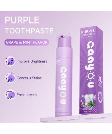 Purple Teeth Whitening - Purple Toothpaste for Teeth Whitening V34 Color Corrector Purple Toothpaste Grape & Mint Flavor for Tooth Stain Removal - Buy Online on GoSupps.com