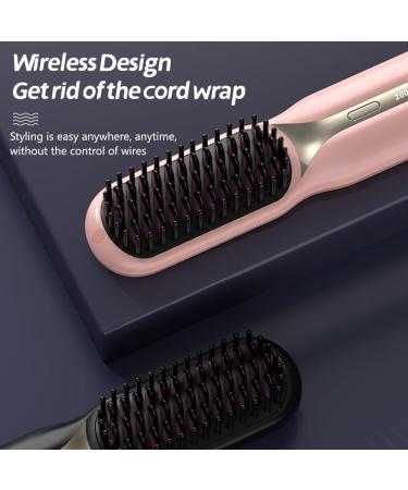 Buy New Cordless Hair Straightener Brush - Portable USB Rechargeable Anti-Scald & Lightweight for Travel - Pink - Buy Online on GoSupps.com