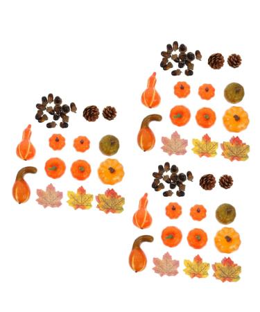 ABOOFAN 3 Sets Pumpkin Maple Decoration Maple Leaf Ornaments Realistic Pumpkin Harvest Pumpkin Decor Fake Pinecones Fake Acorns Halloween Props Party Decorations Artificial Foam Reward