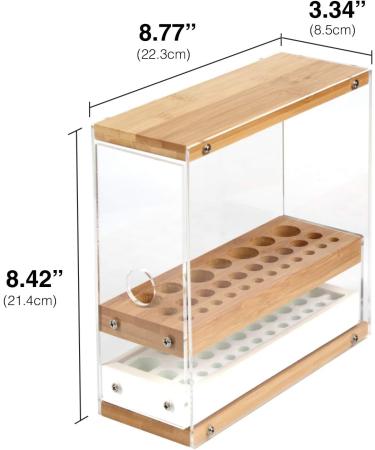 JackCubeDesign Acrylic Bamboo Brush Holder Organizer with Leather Drawer - White, 29 Holes, Beauty Cosmetic Display Stand - 8.77 x 3.34 x 8.42 inches - Buy Online on GoSupps.com