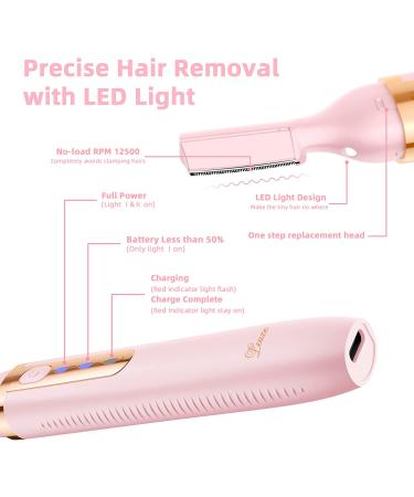 Pink Electric Eyebrow Trimmer & Hair Remover - Painless Cordless Razor for Face, Lips & Bikini - Buy Online on GoSupps.com