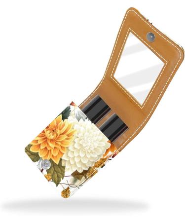 Travel Lipstick Organizer Case - Portable Makeup Bag with Mirror | Autumn Flowers Design - Buy Online on GoSupps.com