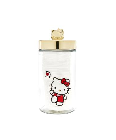 The Cr me Shop x Hello Kitty Chic Reusable Glass Jar with Premium Soft Cotton Pads: Gentle Absorbent Ideal for Makeup Removal Skincare Routine Sensitive Skin (Reusable Jar + Premium Cotton Pads)
