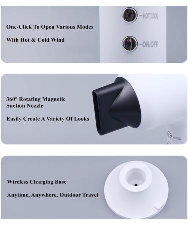 Cordless Hair Dryers w/Charging Base & Air Nozzle Hot/Cold Air Wireless Hair Dryers Rechargeable Travel Blow Dryer for School Pet Care Hairdressing Oil Painting Drying Tools Black - Buy Online on GoSupps.com