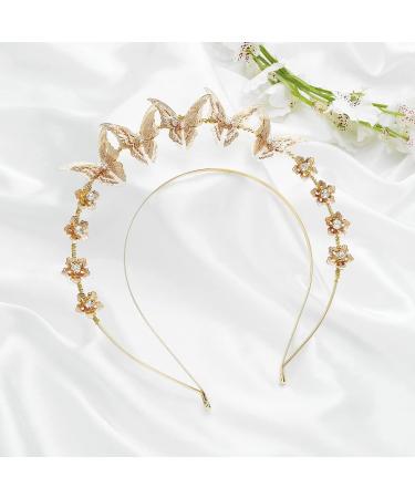 Urieo Butterfly Goddess Halo Crown Headpiece - Gold Crystal Bridal Tiara for Women - Buy Online on GoSupps.com