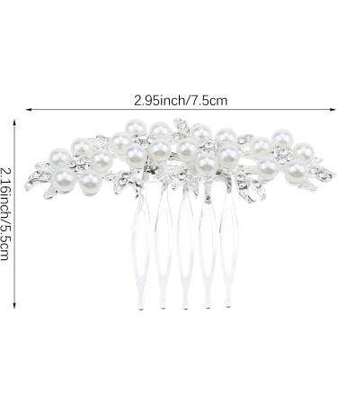DonLeeving Bridal Wedding Diamante Hair Clip Comb Pearl Bridal Hair Accessories Pearls Wedding Decoration Headpiece for Women Ladies Brides and Bridesmaids Silver - Buy Online on GoSupps.com