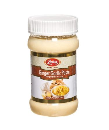 Zaika Pure Ginger Garlic Paste 26.5oz (750gm) Premium Quality Ginger Garlic Paste for Cooking Airtight Jar | Non-GMO | No Colors | Indian Origin Fresh Ginger Garlic All-Natural Ingredients (Ginger Garlic Paste)