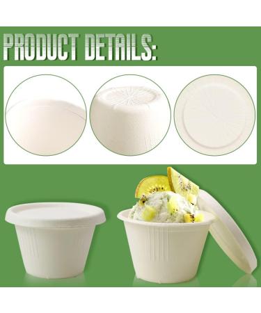 Vmiapxo 100 Sets Natural Bagasse Fiber Paper Cups  Portion Cups Disposable Dishes Recycleable Cups for Sample Condiment Tasting Serving (4oz Cups with Lids) - Buy Online on GoSupps.com
