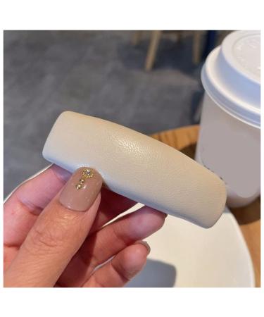 Hair Clips PU Leather Hair Clip Sponge Padded Barrette Solid Thick Hairpin Women Hair Snap Korean Style Headwear Blue Hair Clips (Size : Milk white 1)