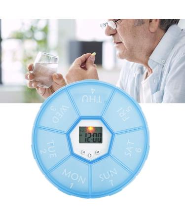 Brrnoo Automatic Medication Reminder Daily Pill Reminder with Timer Pill Organiser for Setting Alarms and Taking Medicine 7day Pill box with backlight (bule)