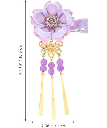 Minkissy Rhinestone Hair Clip 1 Pair Japanese Style Hair Clips Tassel Flower Kimono Traditional Hairpins Barrette Hair Clamp Bride Hanfu Accessory for Womens Girls (Purple) Hair Styling Accessories - Buy Online on GoSupps.com