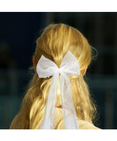 GroveEss Bridal Bow Veil Hair Clip Large White Bowknot Lace Hair Barrettes with Pearl Vintage Veil Hair Accessories Gifts forGirls Women Bachelorette Party Favors Wedding Decor Photo Props - Buy Online on GoSupps.com