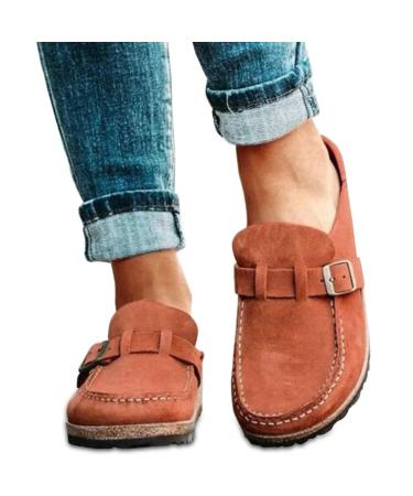 Creev women suede sandals Loafer flat walking slippers shoes closed toes walking slippers men shoes summer home office shoes 39 (khaki 41 EU) Oranje 36 EU