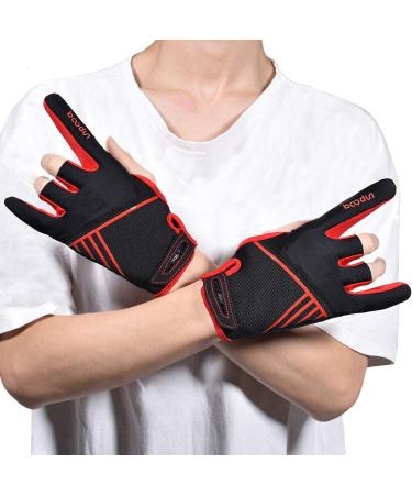 Professional Anti-Skid Bowling Gloves - Black/Red, Medium - Buy Online on GoSupps.com