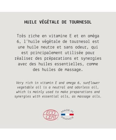 MY COSMETIK Sunflower oil ORGANIC From organic farming 100 pure and natural Made in France Nourishing and soothing 10 ml - Buy Online on GoSupps.com