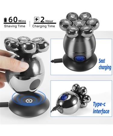 Buy 5 in 1 Waterproof Head Shaver for Men - LCD Display & Rechargeable Bald Head Electric Razor (Grey) - Fast International Shipping - Buy Online on GoSupps.com