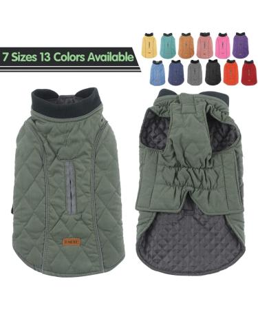 EMUST British Style Windproof Warm Dog Jacket for Winter - Green | Dog Apparel for Cold Weather - 7 Sizes, 13 Colors - Buy Online on GoSupps.com