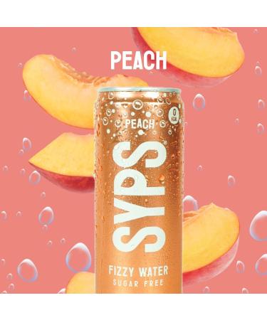 SYPS Peach Fizzy Water 0 Calories Sugar-Free Flavoured Sparkling Water 12 x 330ml Cans - Buy Online on GoSupps.com