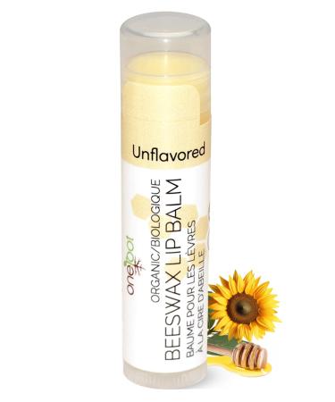 OneRoot 100% Organic Beeswax Lip Balm Unflavoured Lip Moisturizer for Dry & Cracked Lips With Coconut Oil Vitamin E Rosemary & Calendula Extract Hydrating Natural Lip Care (0.15oz)