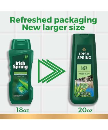 Irish Spring Men's Body Wash Shower Gel Aloe Vera - 20oz x 6 Pack - Buy Online on GoSupps.com