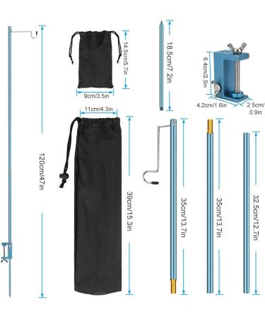 WIOR Camping Lantern Stand 47 Inch - Collapsible Aluminum Alloy, Height Adjustable Pole Hanger with Stake & Hook for Outdoor Activities - Navy Blue - Buy Online on GoSupps.com