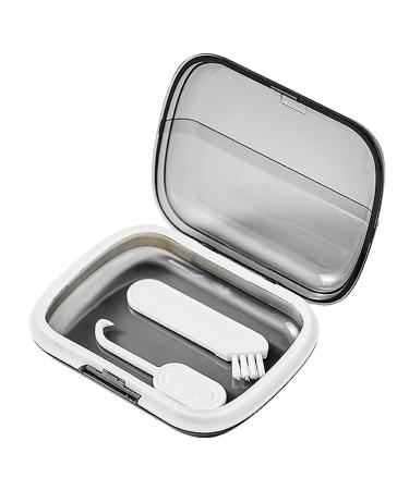 Halter Holder Case for Retainers | Prosthesis Case with Tools | Small Transparent Black Etui for Cleaning Invisible Dentures | Eco-Friendly Teksome Design - Buy Online on GoSupps.com