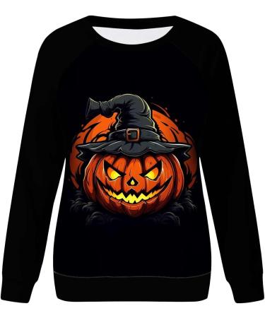 Halloween Costumes Printed Fashionable Casual Long Sleeved Zipper Round Neck Hoodies Sweater Tops Womens Band Black Large - Buy Online on GoSupps.com