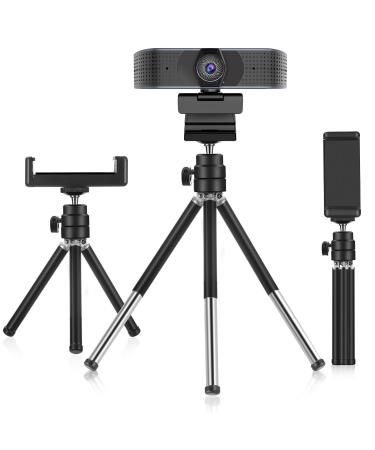 MamaWin Lightweight Mini Webcam Tripod for Smartphone, Logitech Webcam C920 C922 Small Camera Desk Tripod Mount Cell Phone Holder Table Stand (Black)